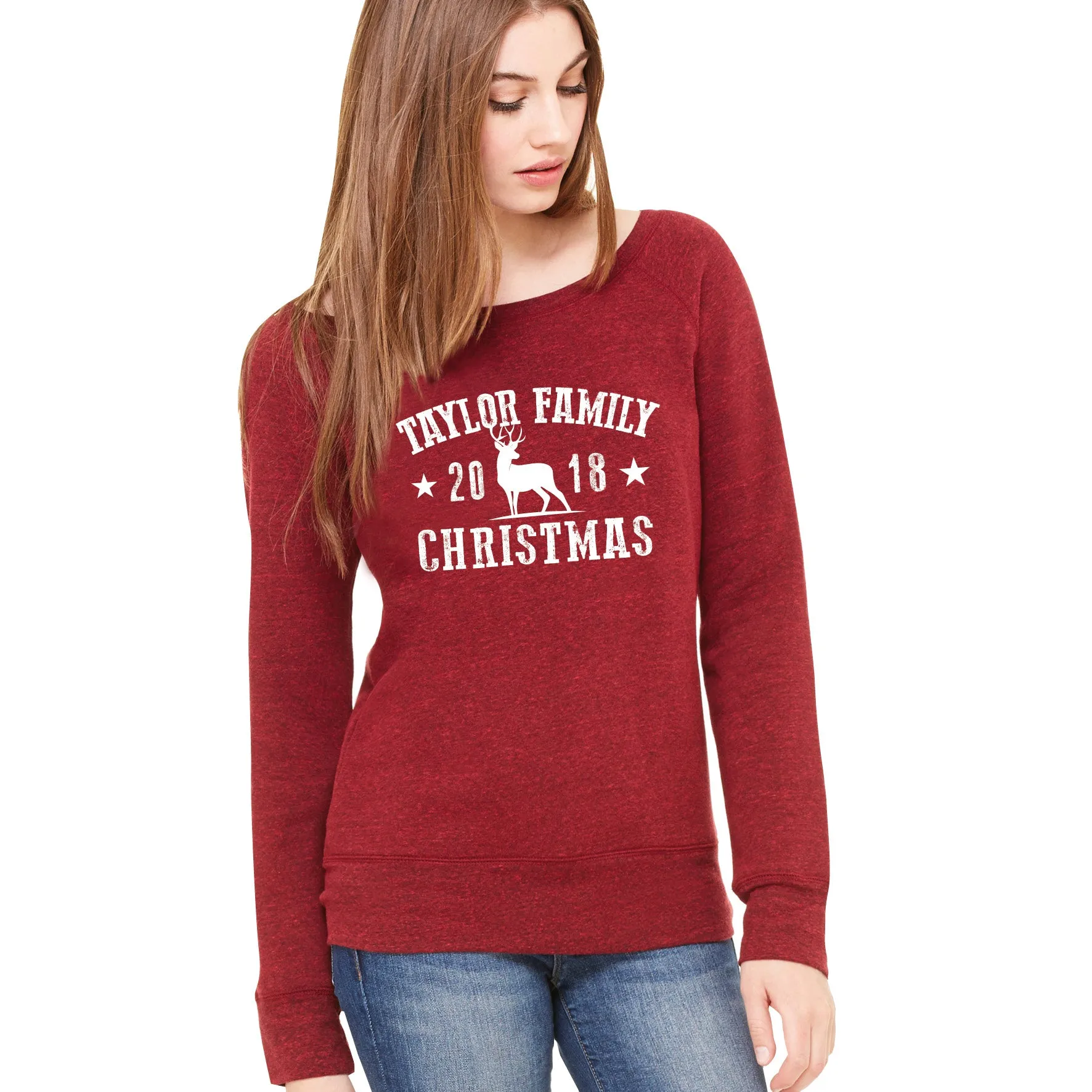 Family Souvenir Christmas Sweatshirt 2019 (Personalised Ladyfit)