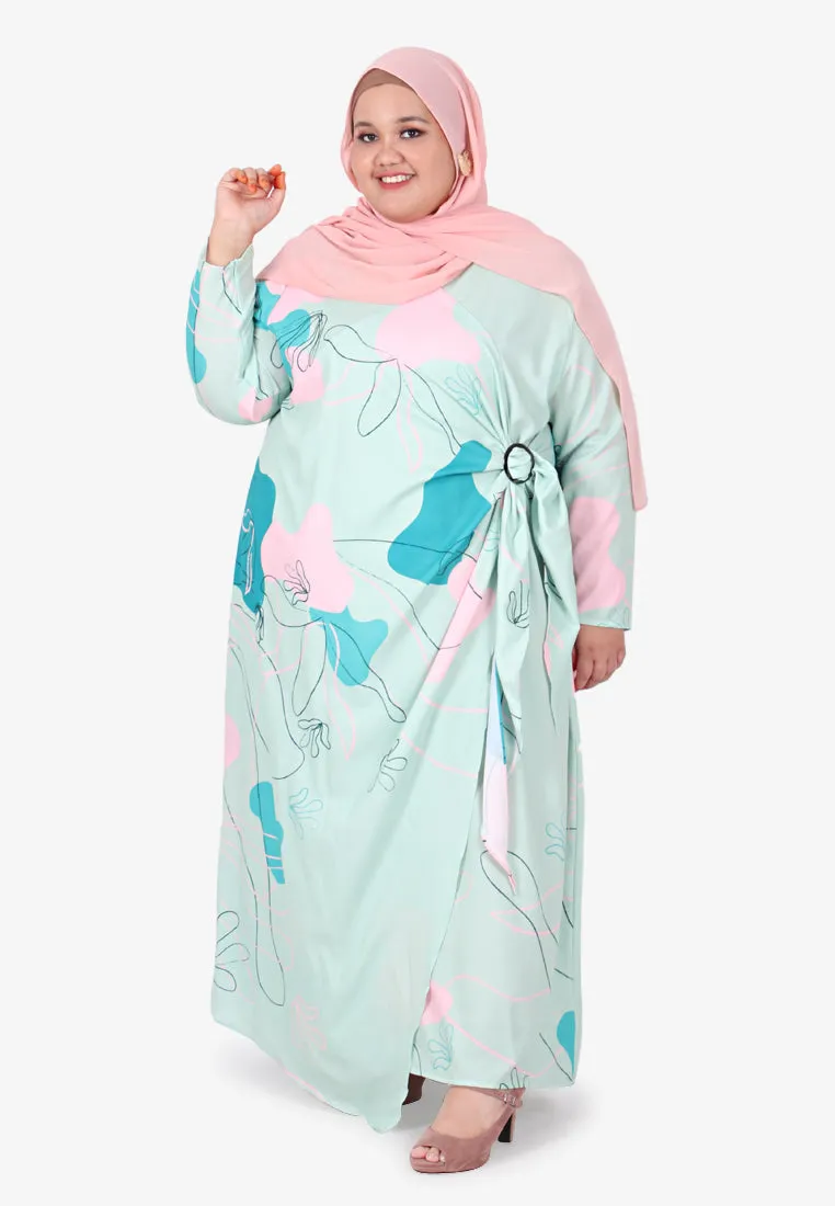 Fantasy Mis Claire x Mimpikita Printed Wrap Jubah Dress - Mint Green