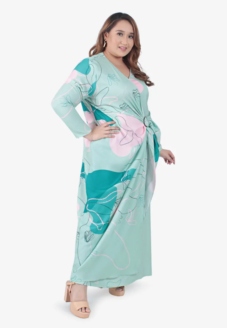 Fantasy Mis Claire x Mimpikita Printed Wrap Jubah Dress - Mint Green