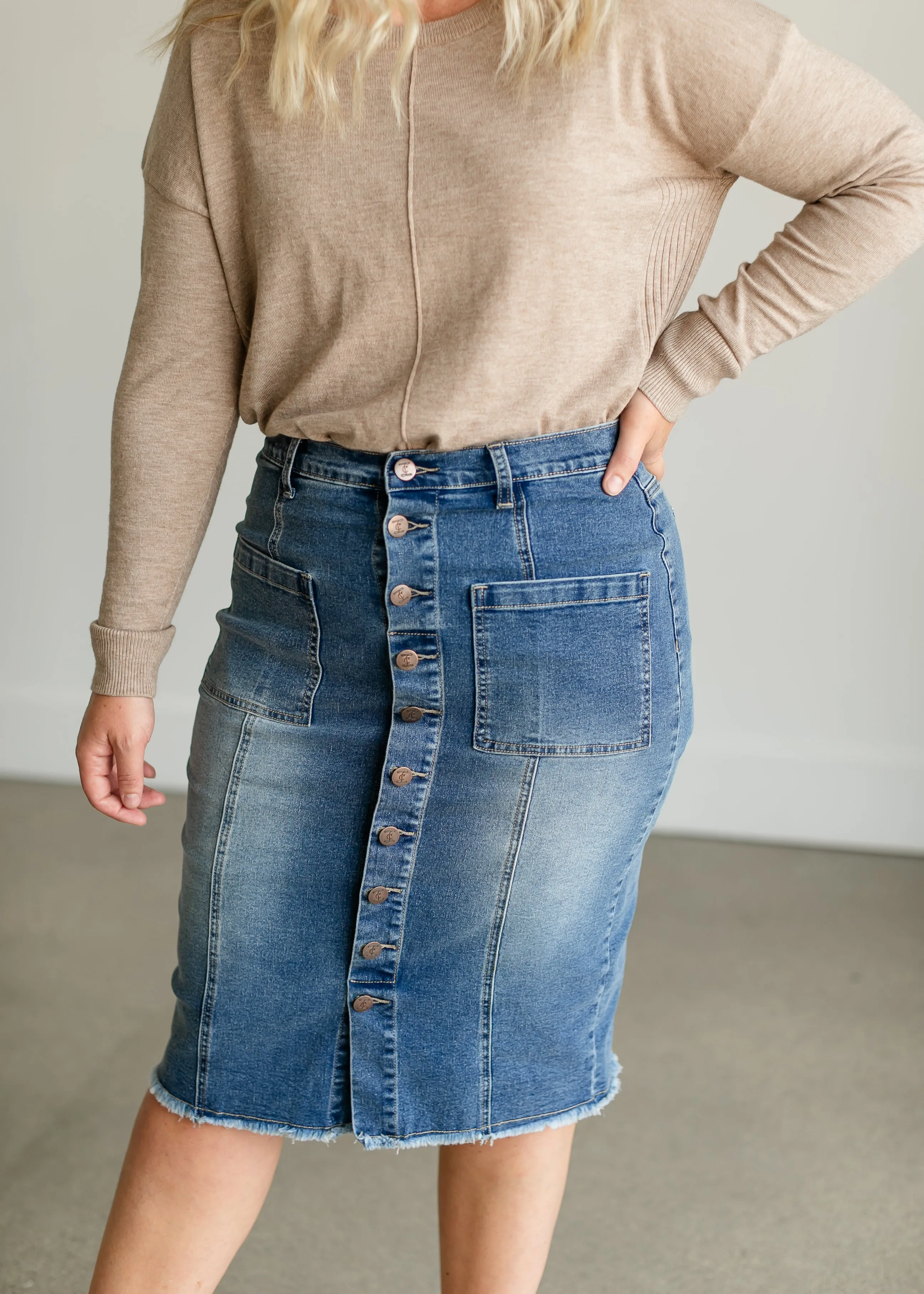 Farrah Denim Midi Skirt - FINAL SALE