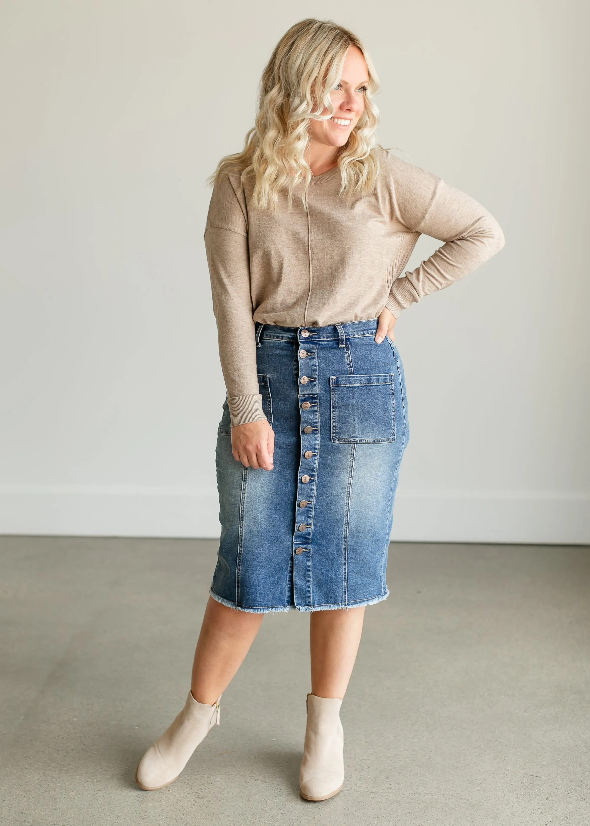 Farrah Denim Midi Skirt - FINAL SALE