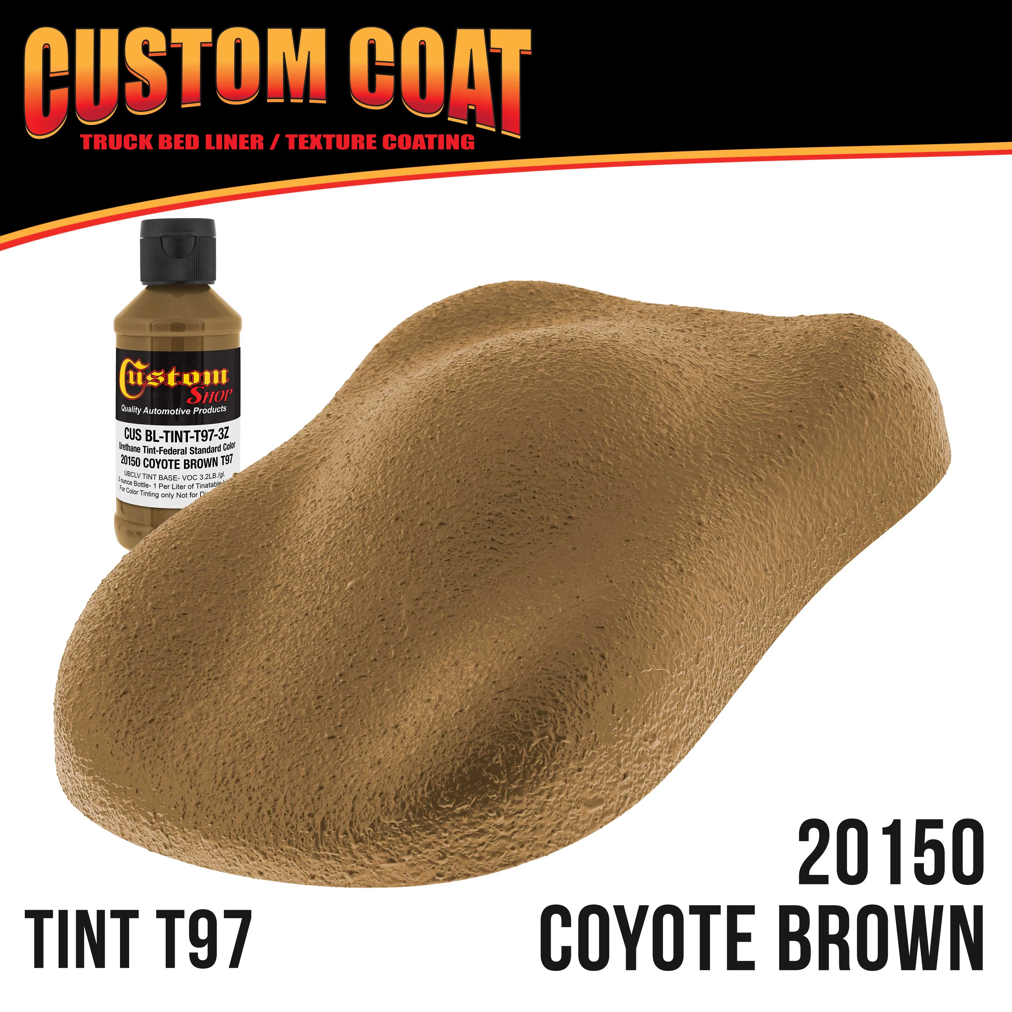 Federal Standard Color #20150 Coyote Brown T97 Urethane Roll-On, Brush-On or Spray-On Truck Bed Liner, 2 Gallon Kit with Roller Applicator Kit