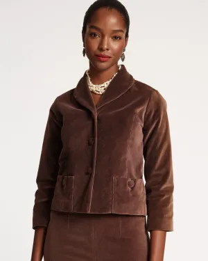 Finley Stretch Velvet Blazer Chocolate