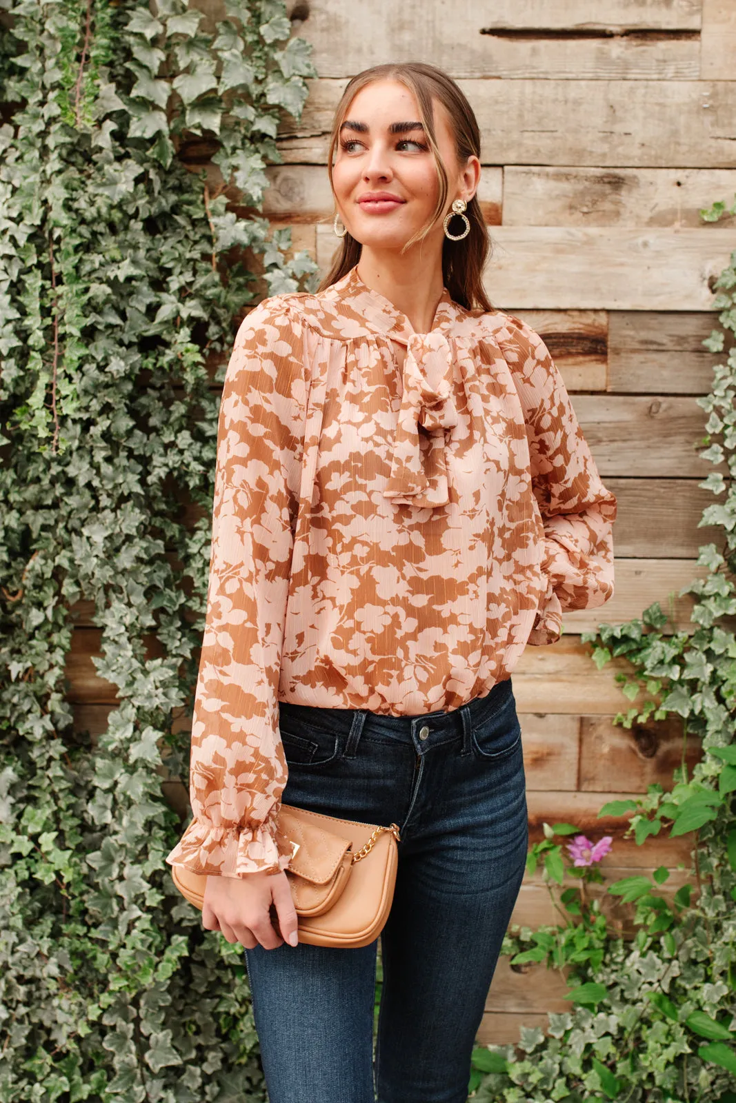 Floral Ties Top in Taupe