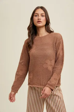 Flower Power Open Knit Sweater