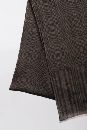 Football Texture Weave Lightweight Black Beige Cashmere Wrap - NORWALK