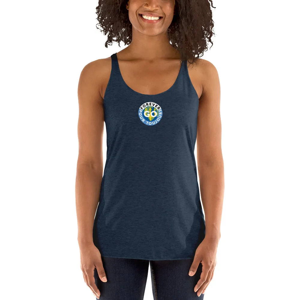 Forever GO Tank Top - Women's Racerback New Forever GO Patch Logo - Perfect Workout and Beach Top