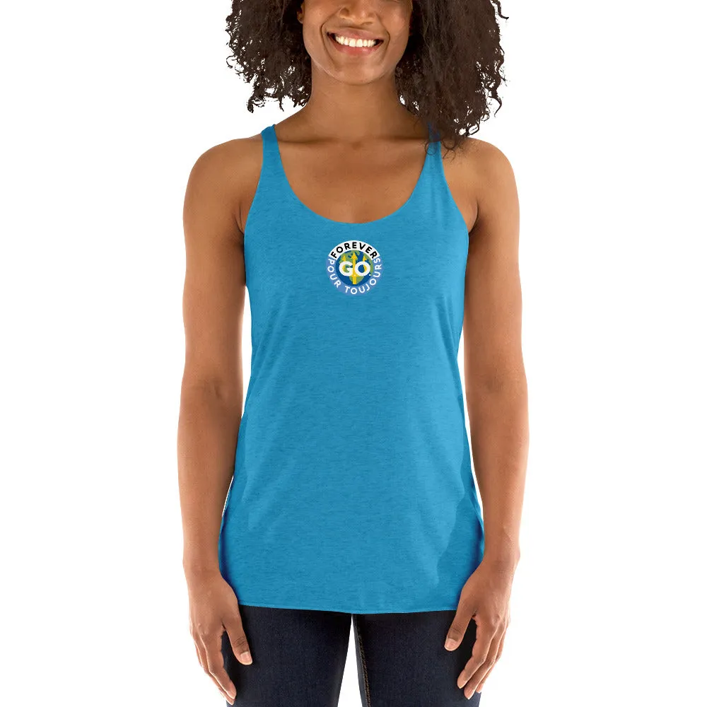 Forever GO Tank Top - Women's Racerback New Forever GO Patch Logo - Perfect Workout and Beach Top