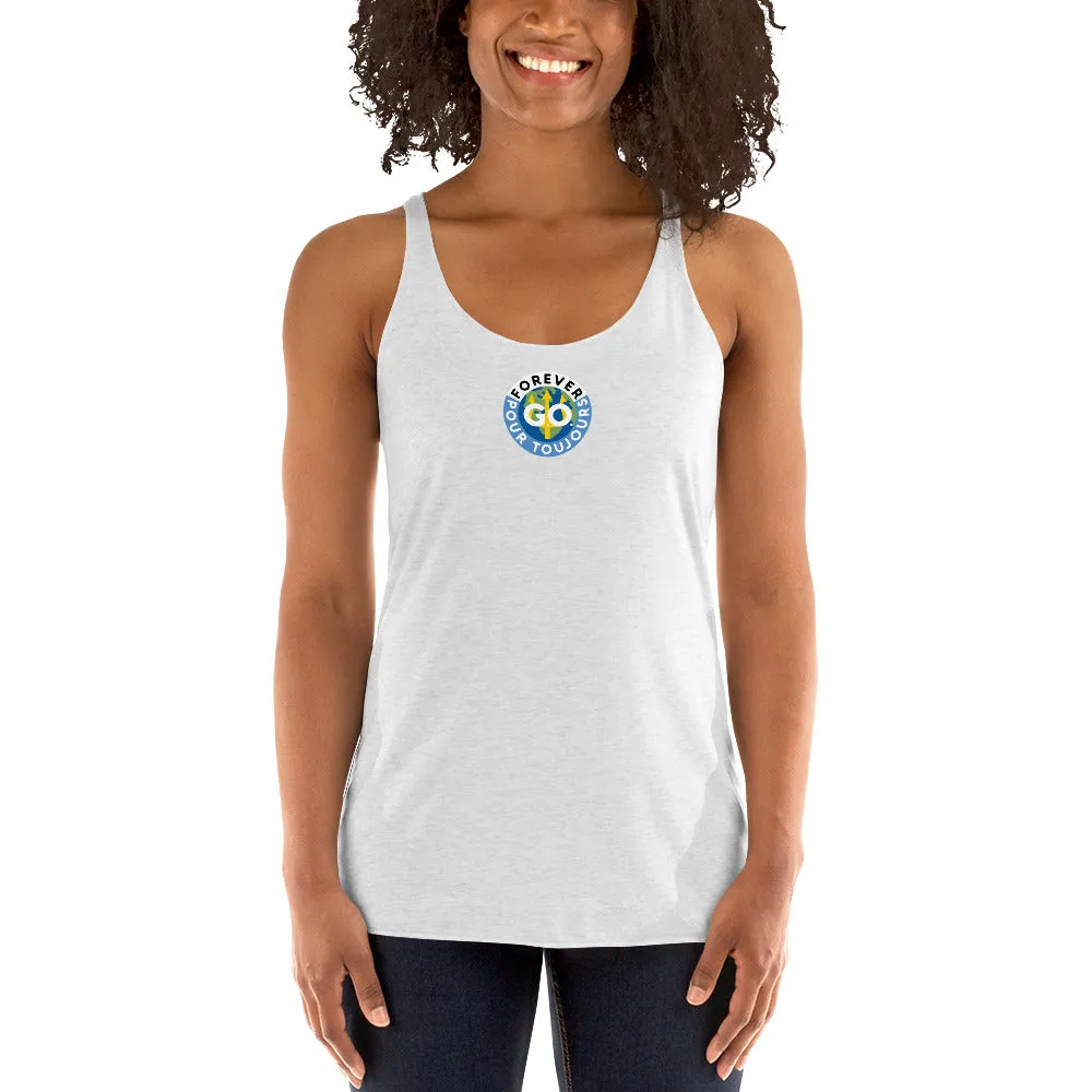 Forever GO Tank Top - Women's Racerback New Forever GO Patch Logo - Perfect Workout and Beach Top