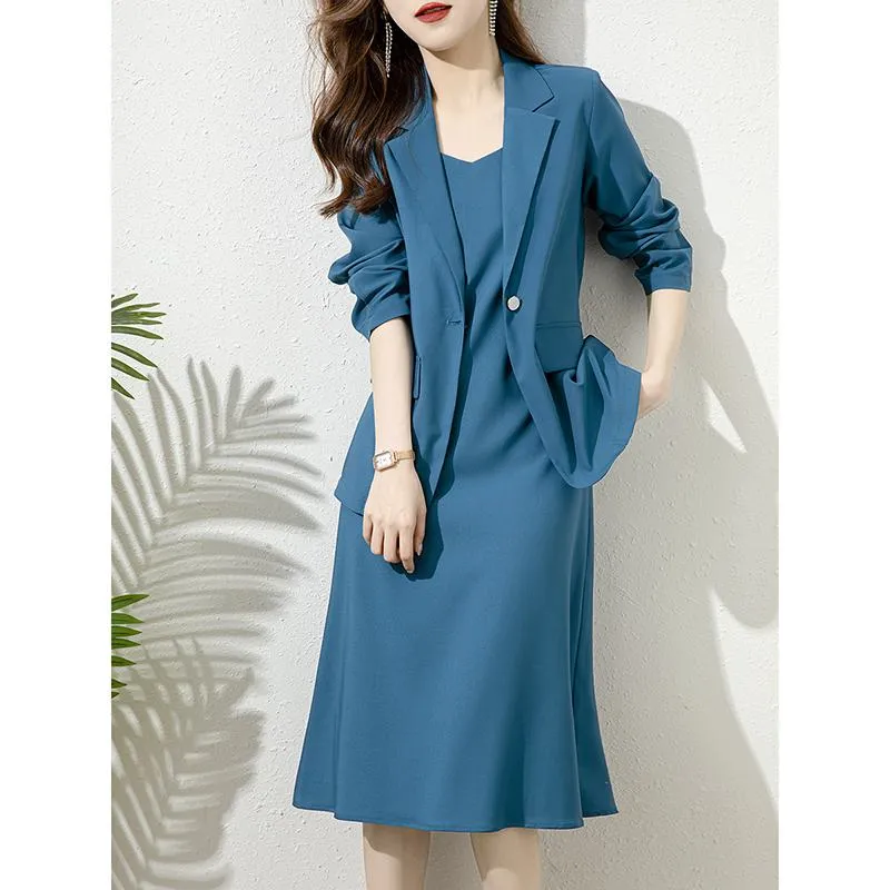 French Style Versatile Cami Slim-Fit Satin Finish Solid Color Chic Dress