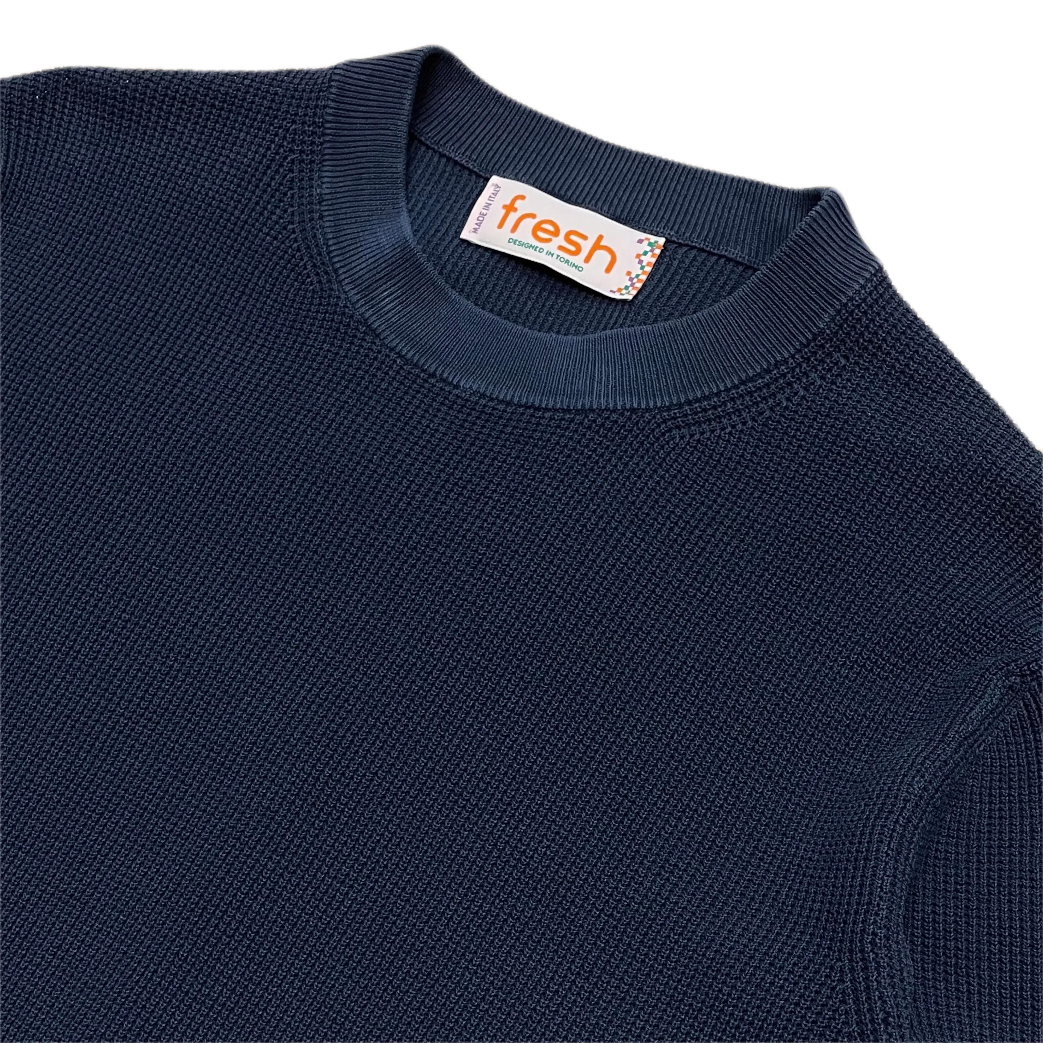 FRESH Crepe Cotton Navy Sweater