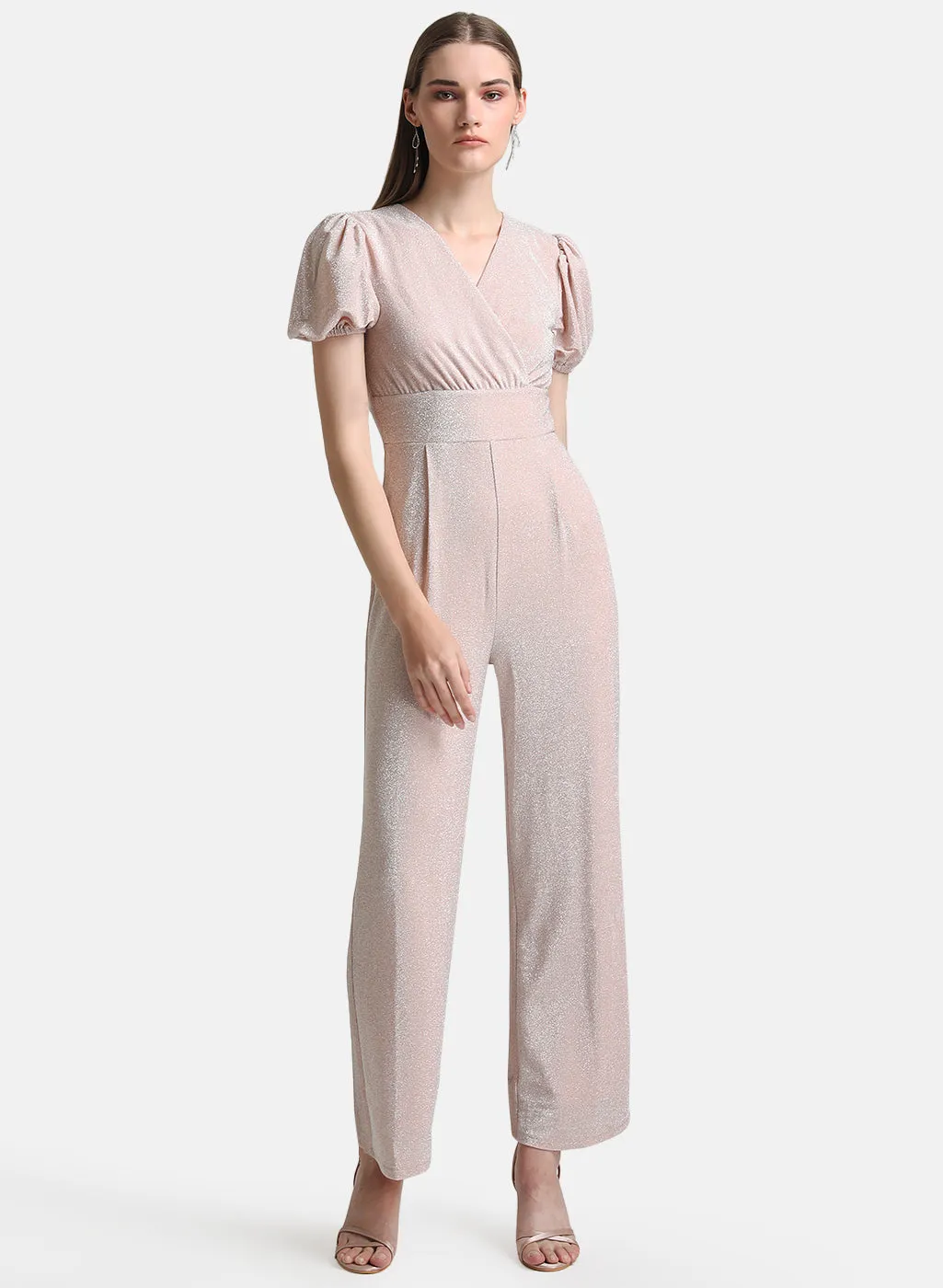 Front Wrap Jumpsuit With Flared Bottom