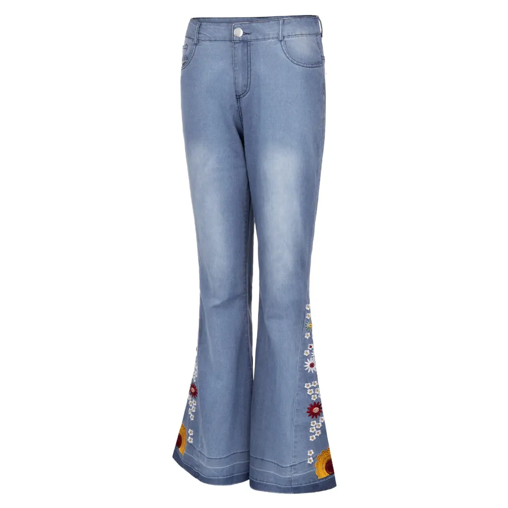 Funki Buys | Pants | Women's Boho Hippy Embroidered Jeans