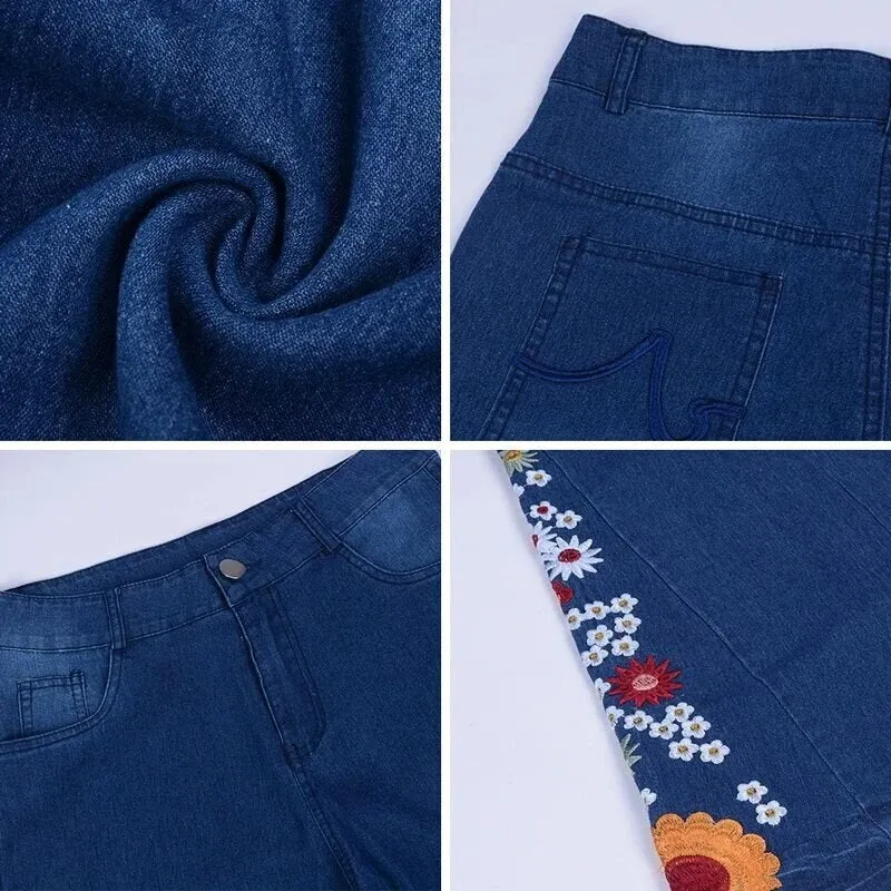 Funki Buys | Pants | Women's Boho Hippy Embroidered Jeans