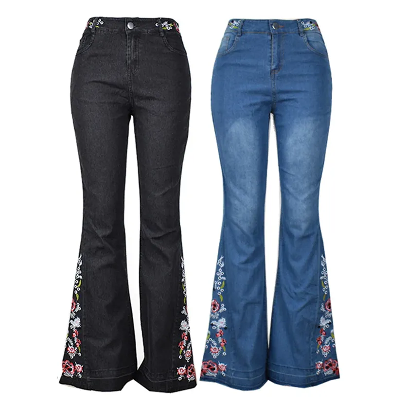 Funki Buys | Pants | Women's Boho Hippy Embroidered Jeans