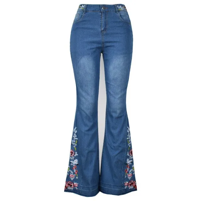 Funki Buys | Pants | Women's Boho Hippy Embroidered Jeans