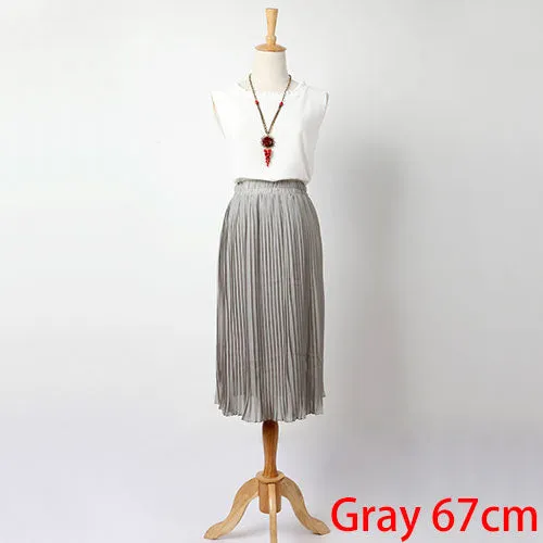 GAREMAY Women Long Chiffon Skirts Summer Pleated Black White Skirt School Faldas Largas Maxi Saia Bohemian Skirt For Women 3019