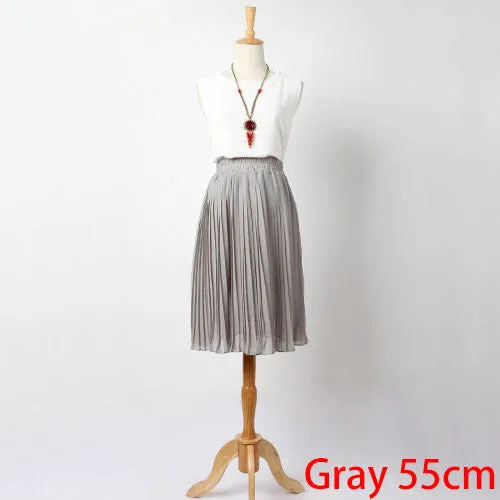 GAREMAY Women Long Chiffon Skirts Summer Pleated Black White Skirt School Faldas Largas Maxi Saia Bohemian Skirt For Women 3019