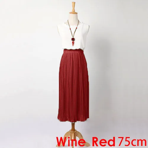 GAREMAY Women Long Chiffon Skirts Summer Pleated Black White Skirt School Faldas Largas Maxi Saia Bohemian Skirt For Women 3019