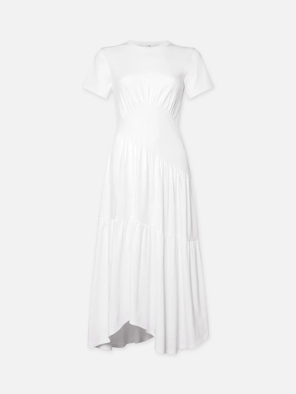 Gathered Seam Short Sleeve Dress -- White