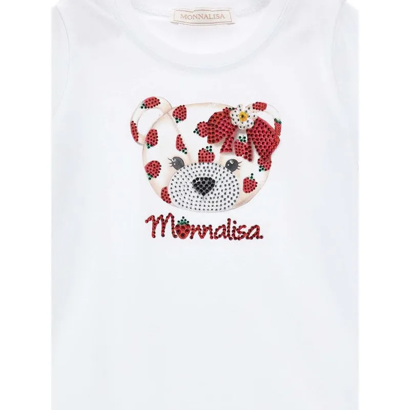 Girls White Teddy T-Shirt