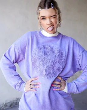 Glo Sweatshirt in Lilac Wash with Dragon Embro