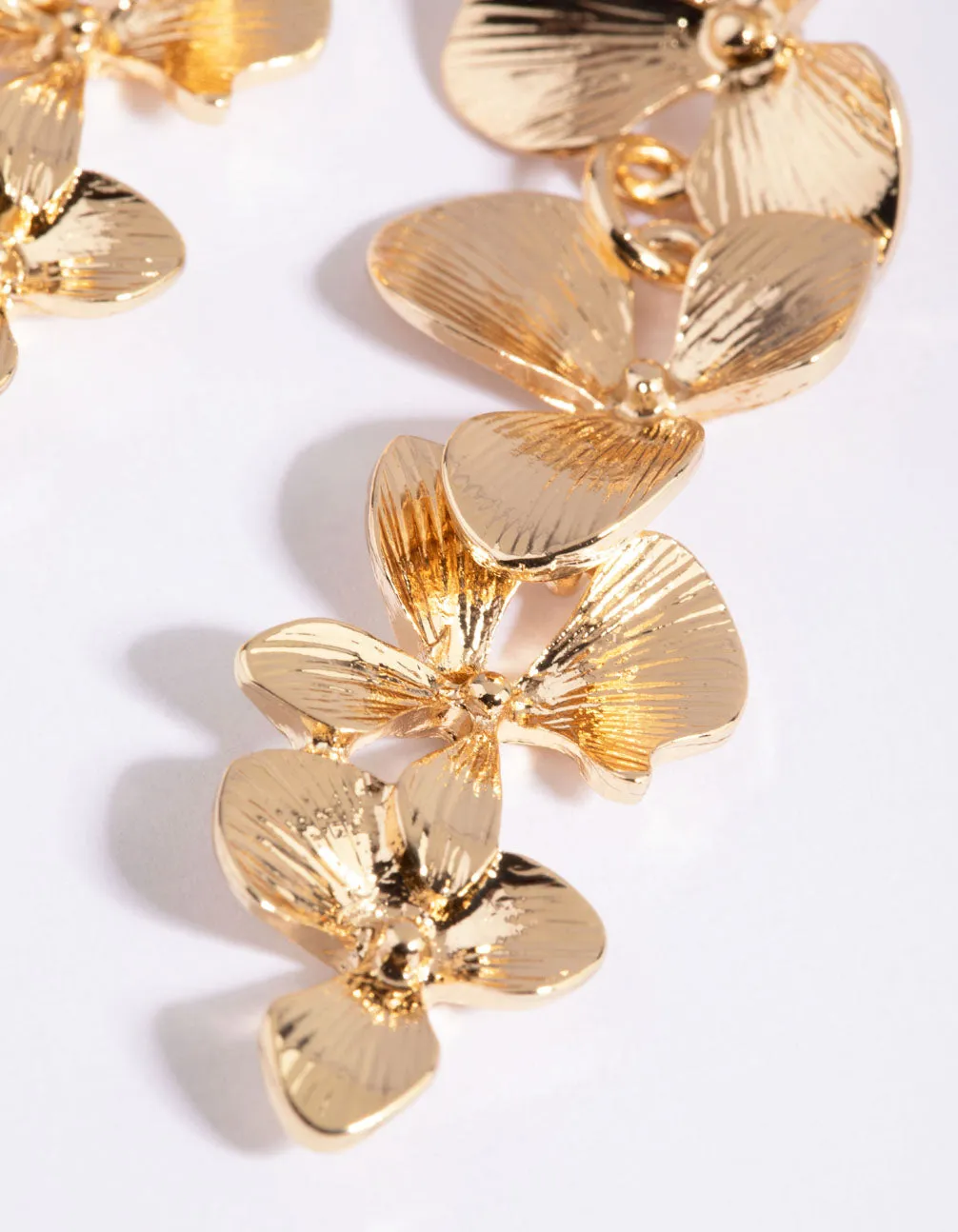 Gold Flower Drop Earrings