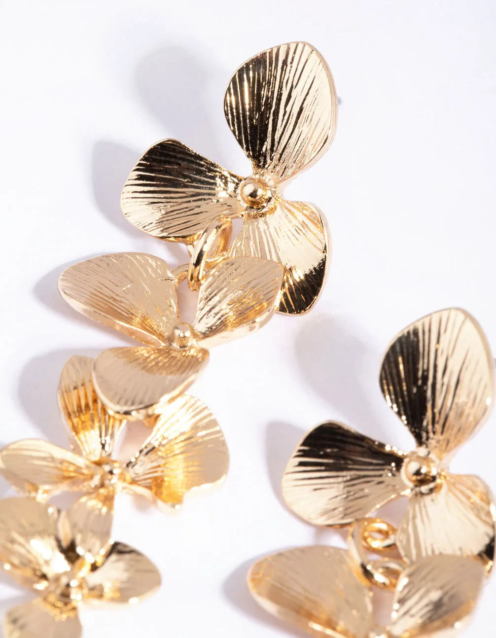 Gold Flower Drop Earrings