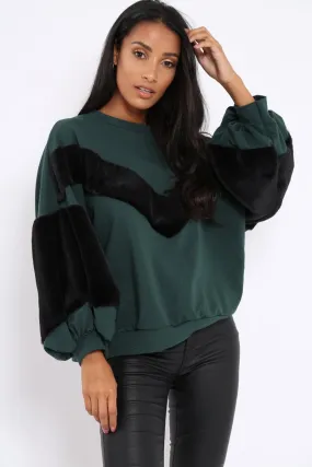 Green Chevron Fur Jumper - Lara