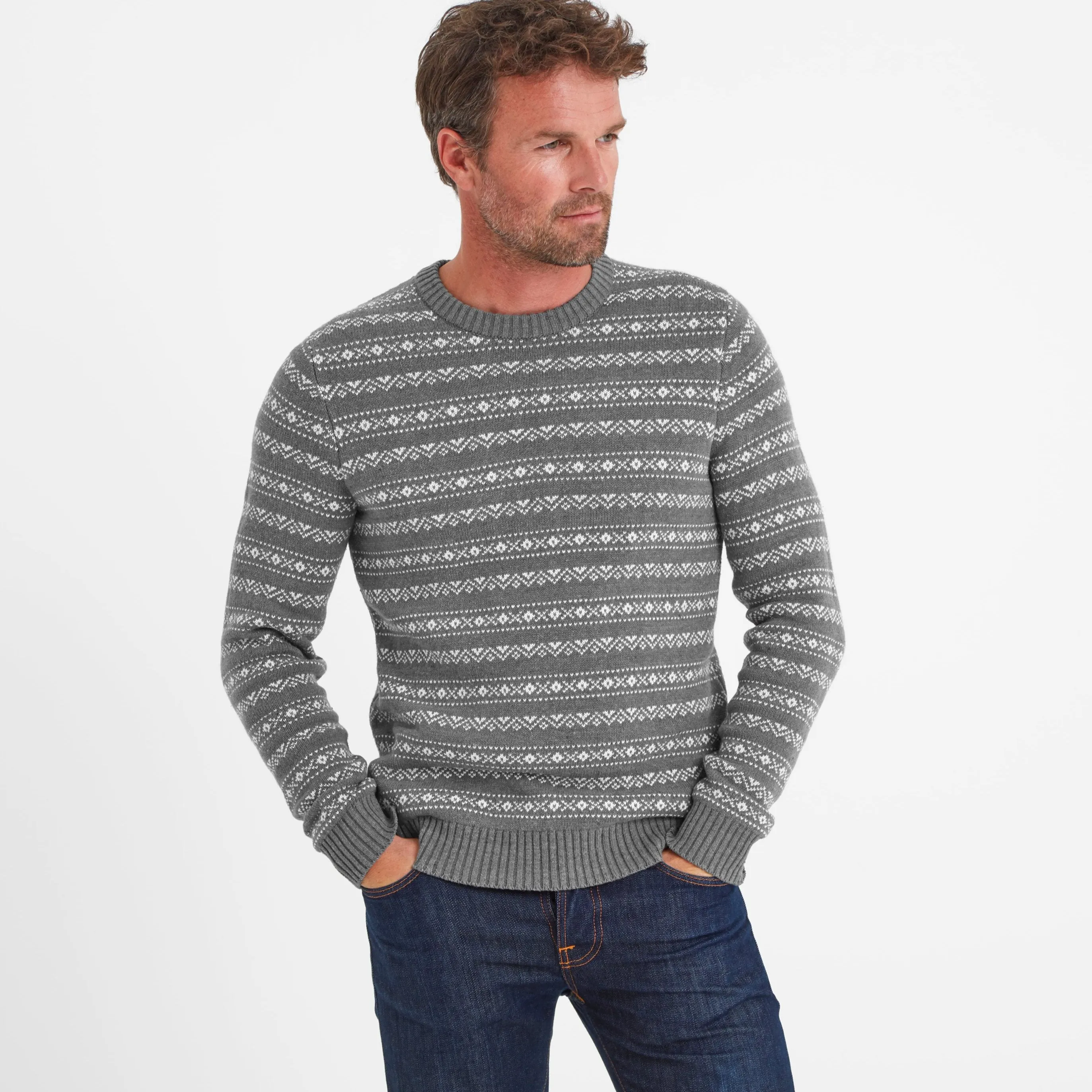 Gregory Mens Knitted Jumper - Grey Marl