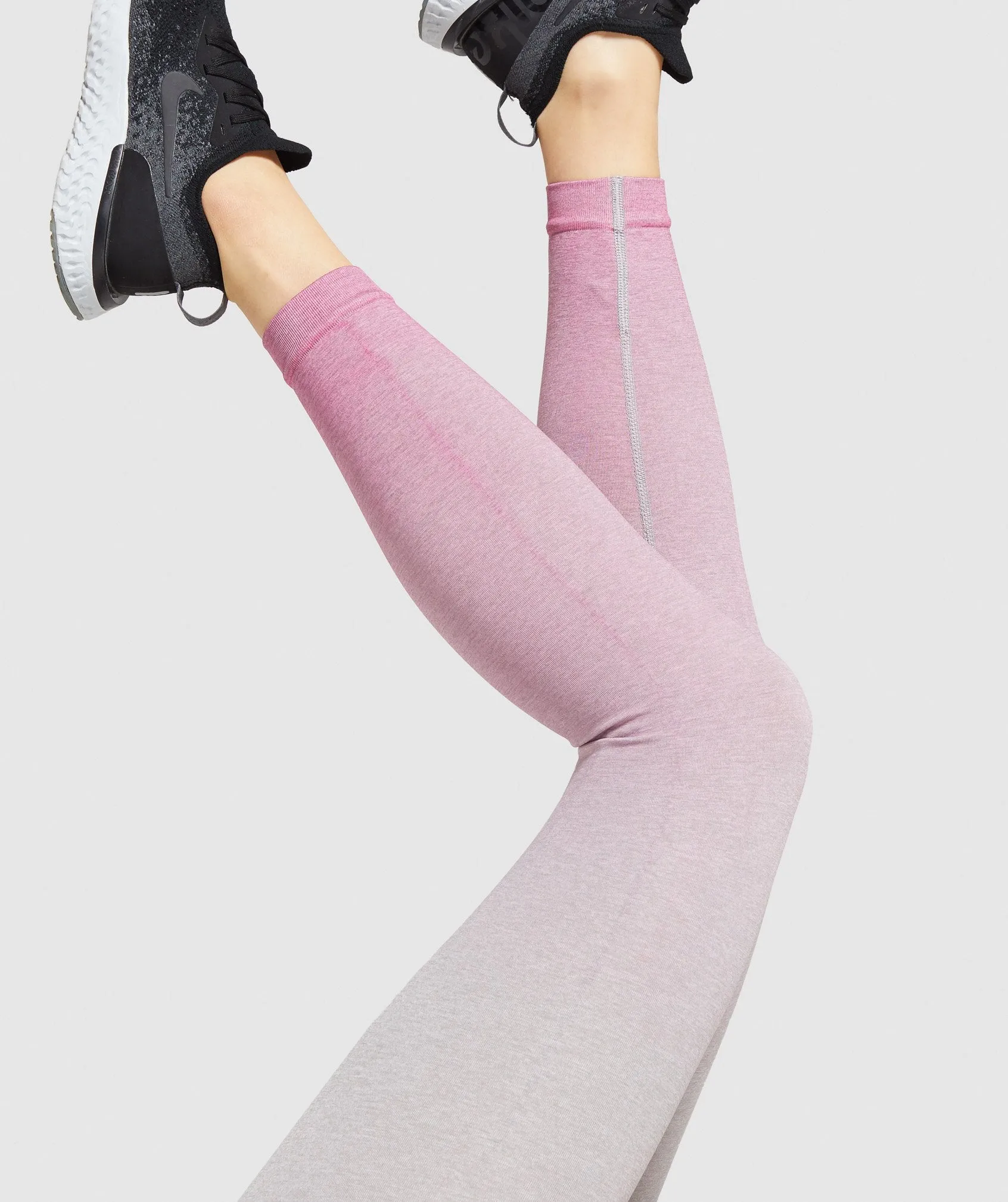 Gymshark Adapt Ombre Seamless Leggings - Light Grey Marl/Pink