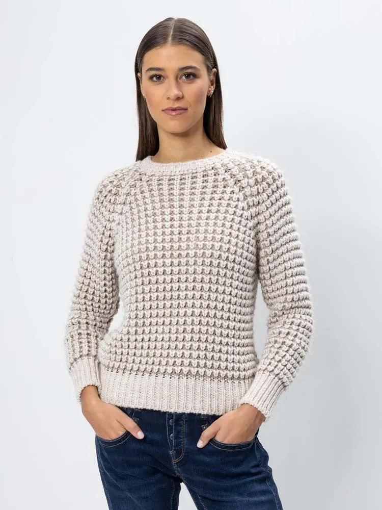 H Beige Stripped Knitted Sweater