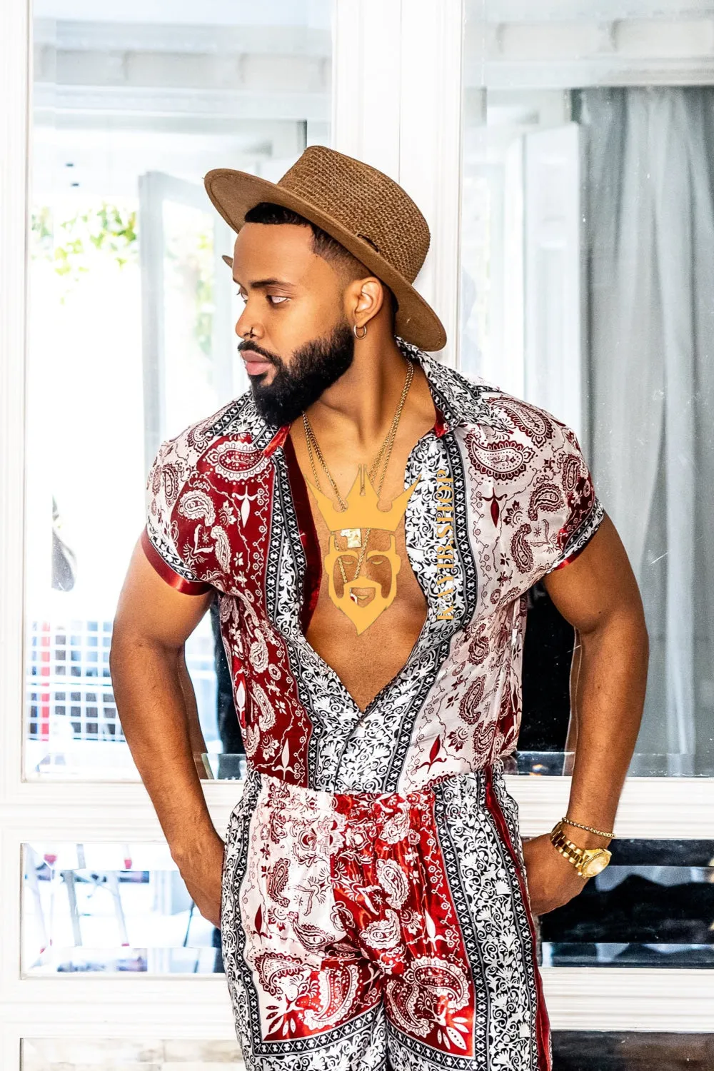 Handmade Men's Silk Set Outfit - Silk Shirt for Men - Luxury Boho Hippie Clothes