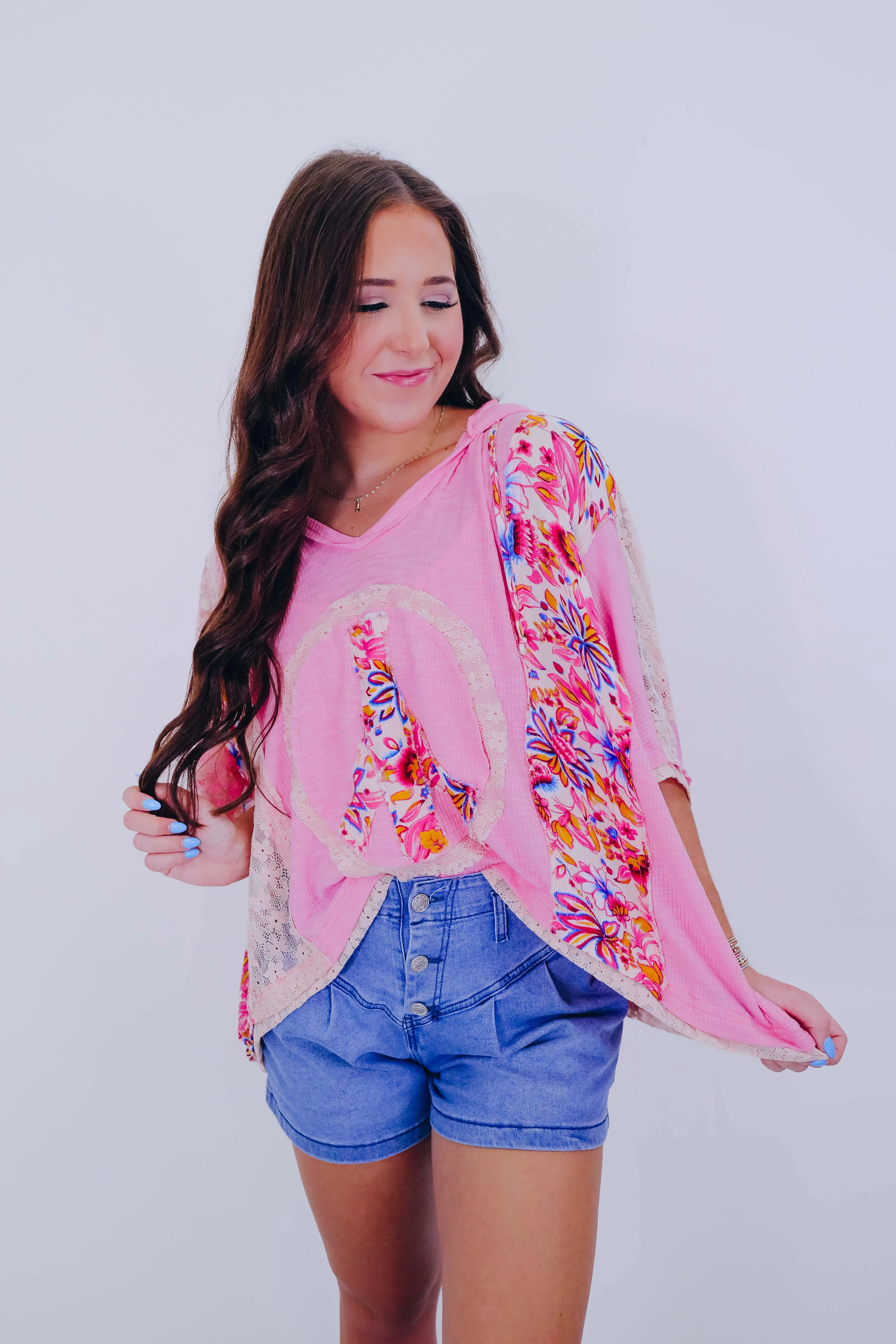 Harmony V-Neck Floral Hoodie Top  By POL- 5 Colors