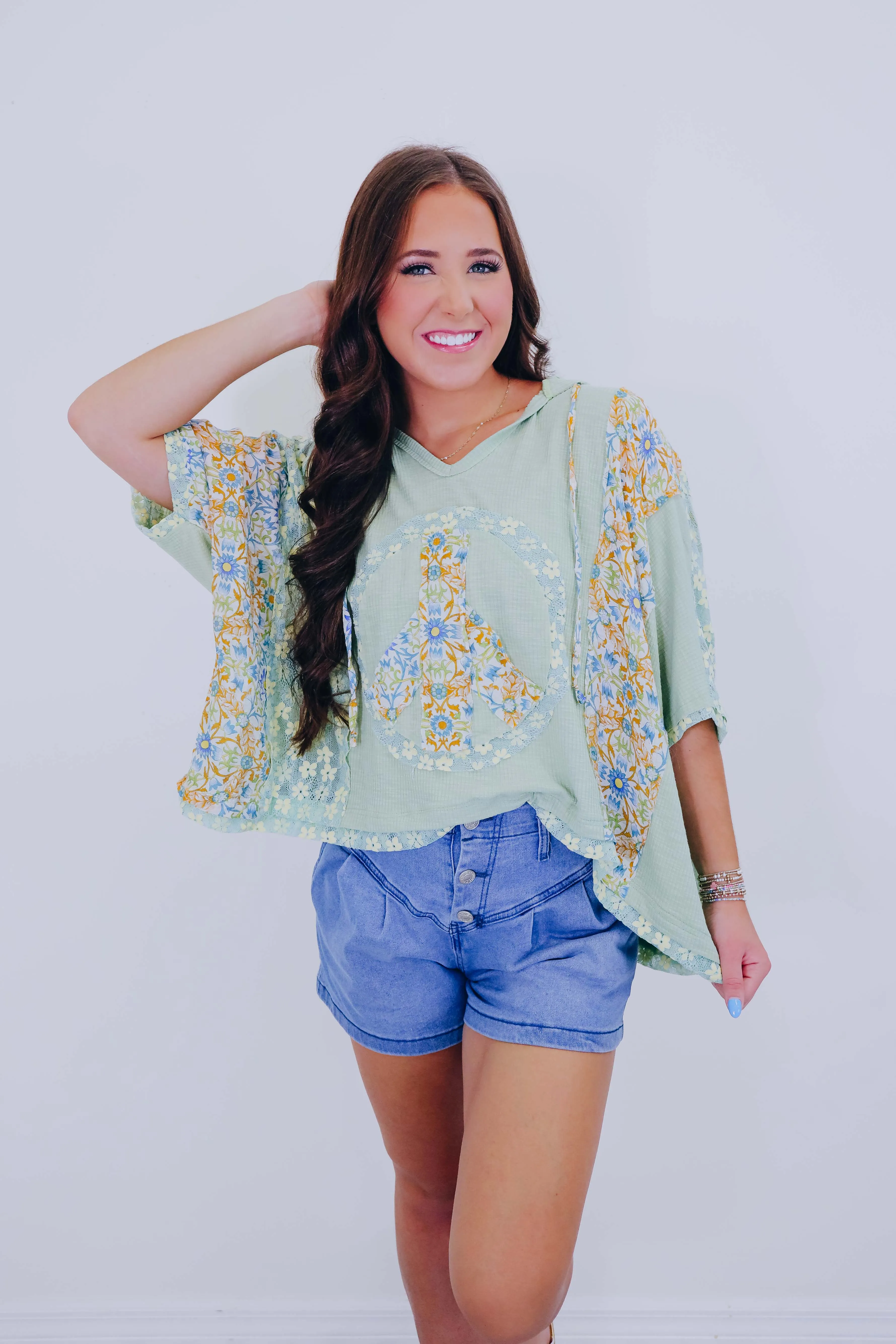 Harmony V-Neck Floral Hoodie Top  By POL- 5 Colors