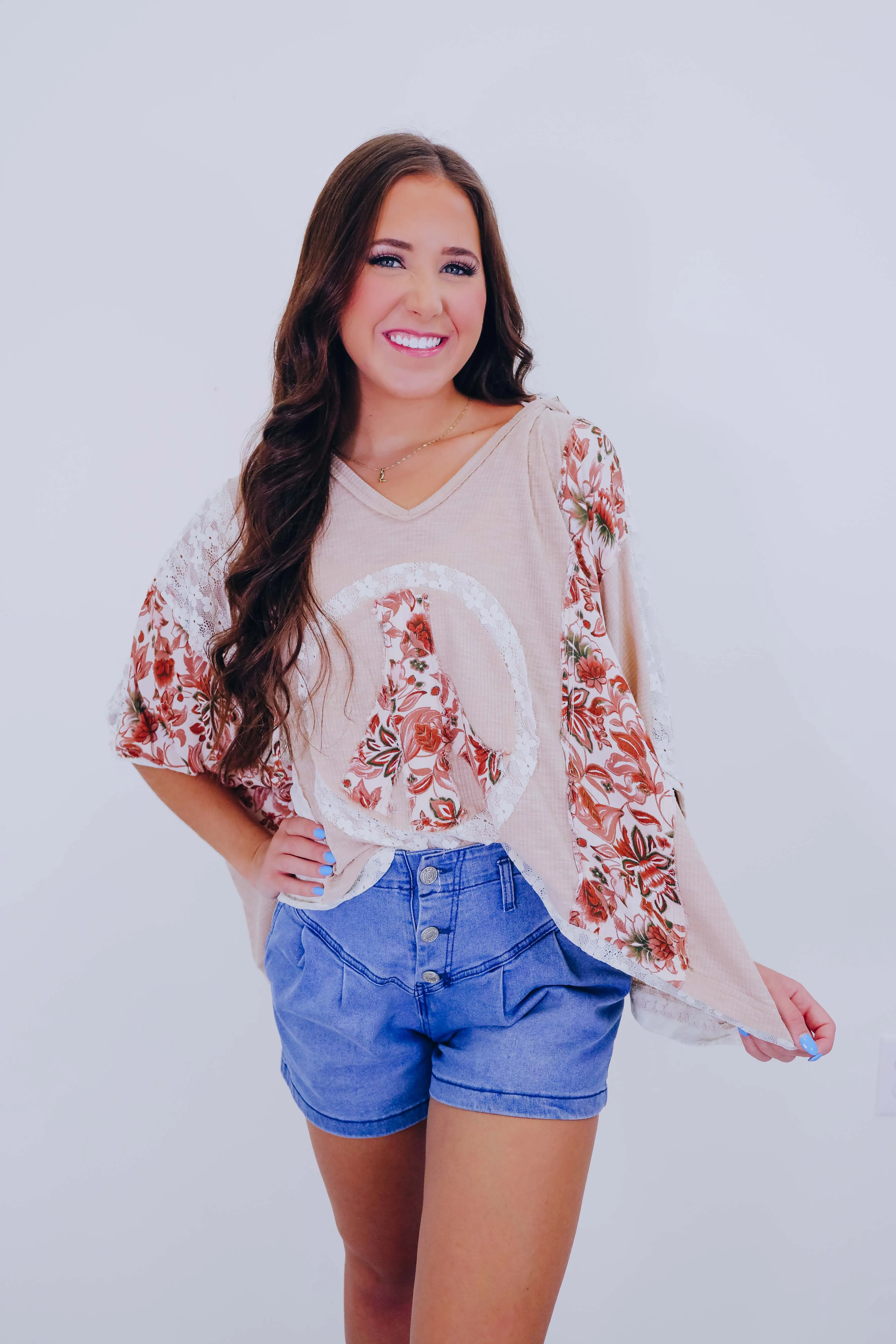 Harmony V-Neck Floral Hoodie Top  By POL- 5 Colors