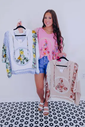 Harmony V-Neck Floral Hoodie Top  By POL- 5 Colors