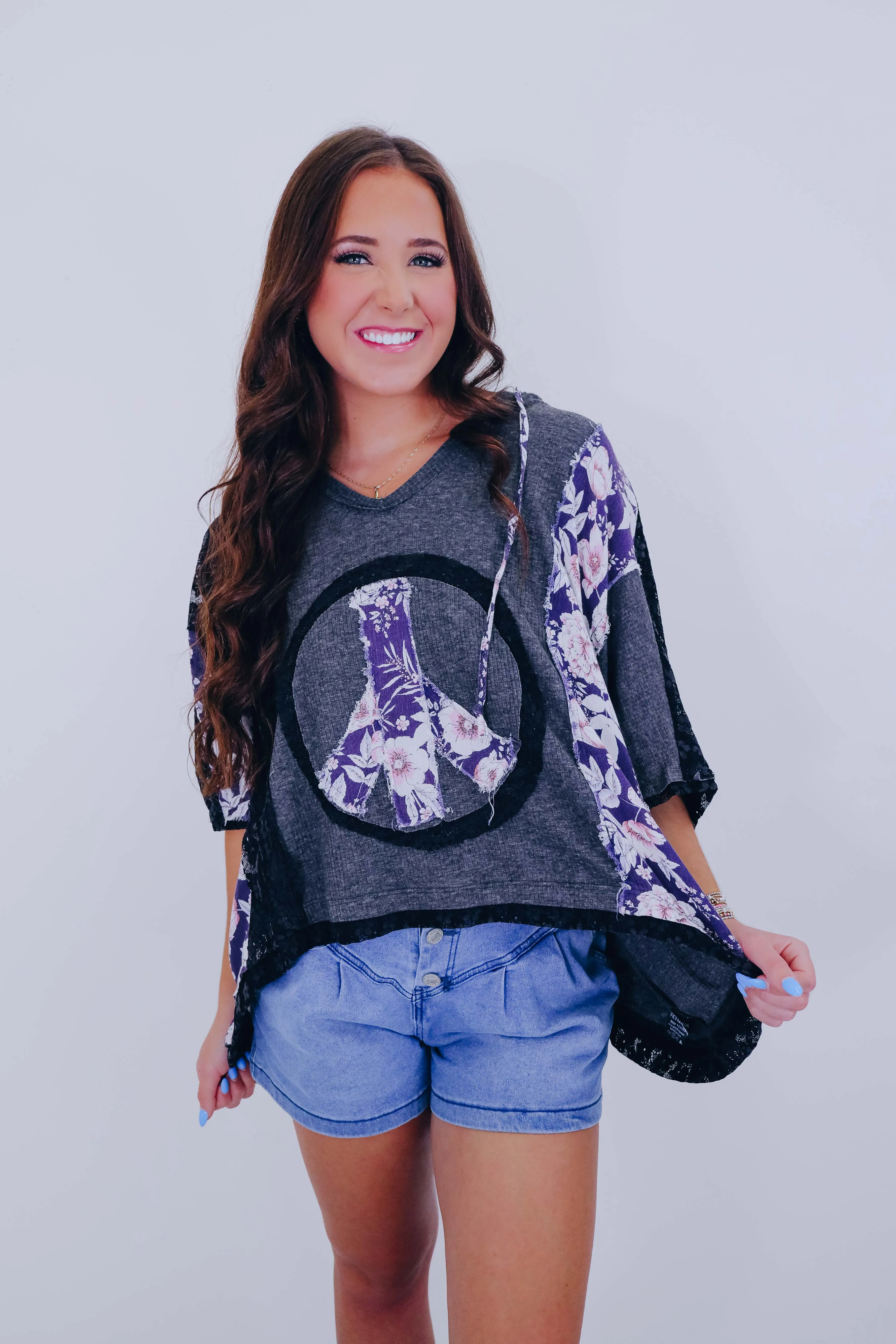 Harmony V-Neck Floral Hoodie Top  By POL- 5 Colors