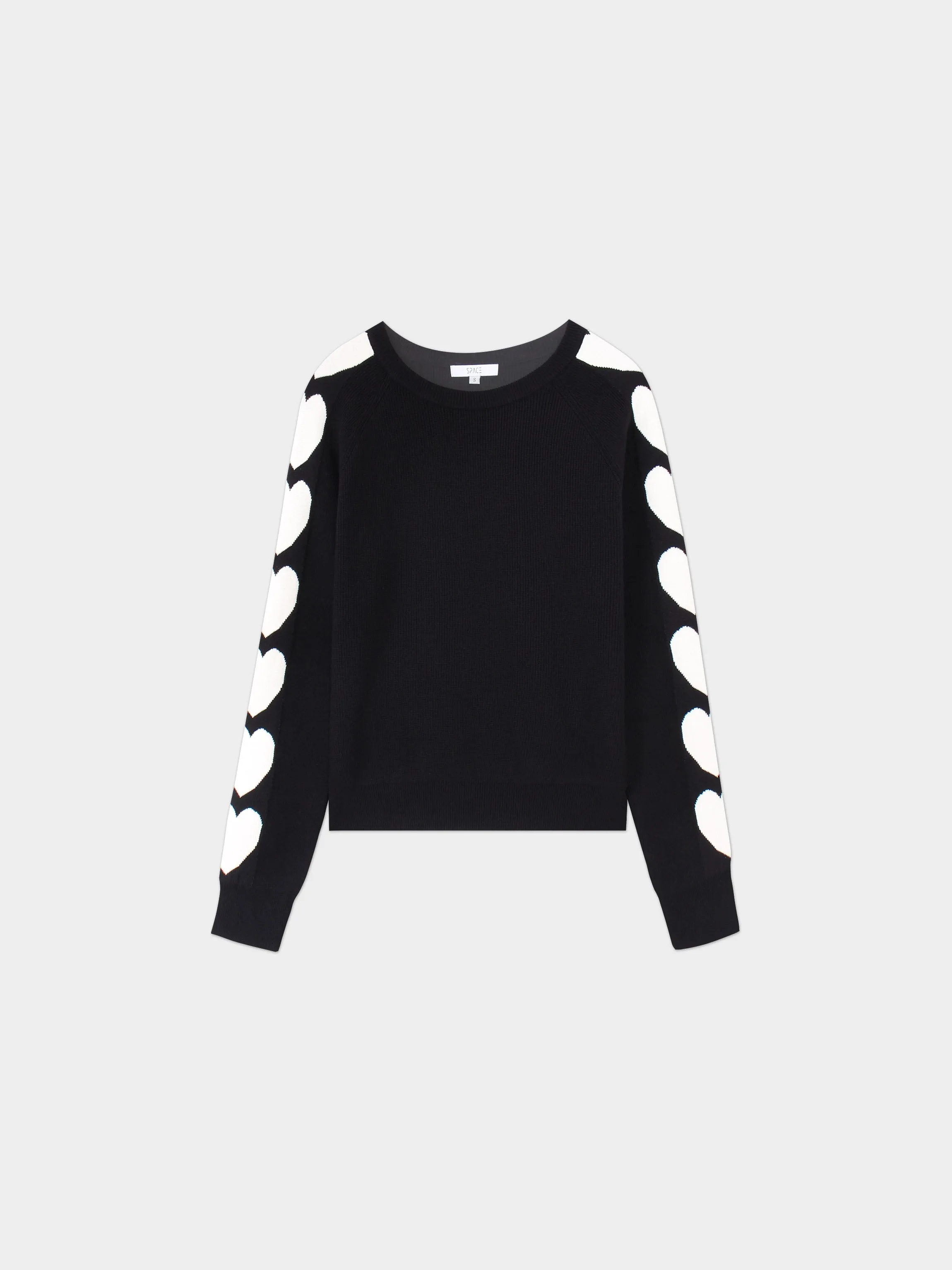 Heart Sleeve Sweater-Black/White