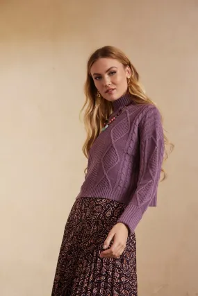 High-neck cropped sweater in purple by NUD