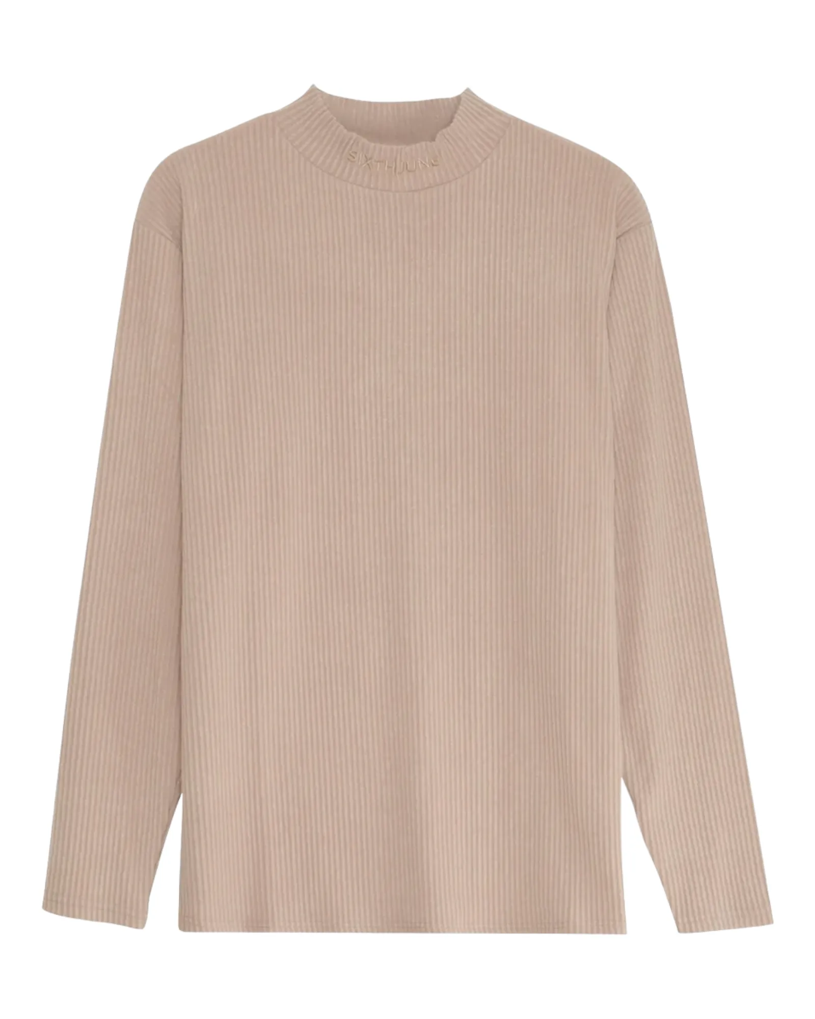 High Neck Strickpullover beige