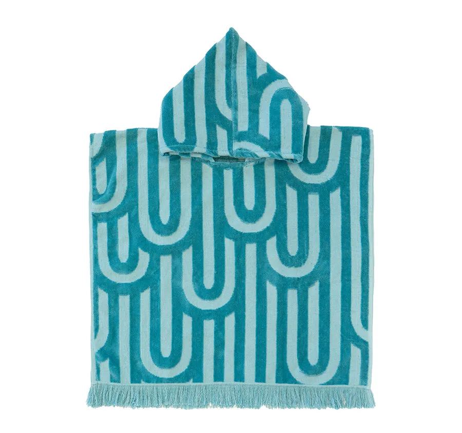 HiLo Kids Poncho Arcade Turquoise