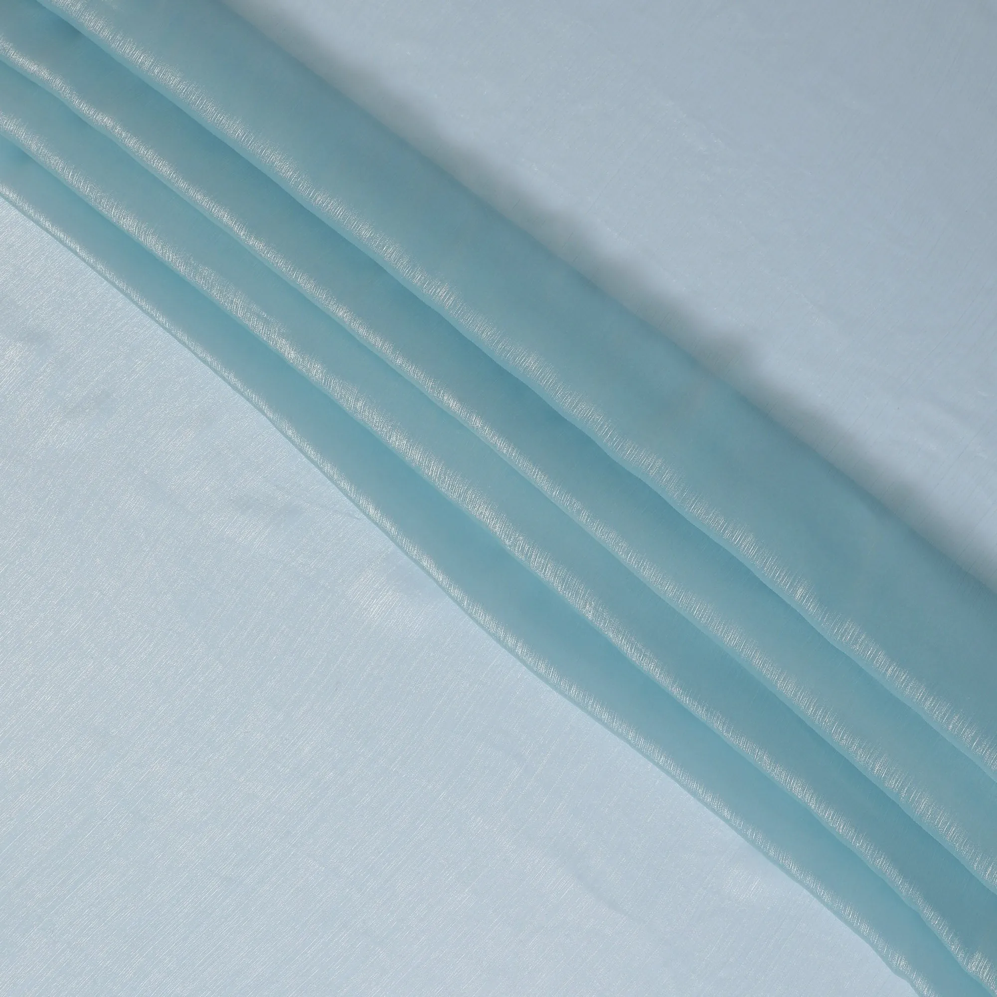 Icy Blue Metallic Synthetic Chiffon Fabric, 110 cm Wide-D19129