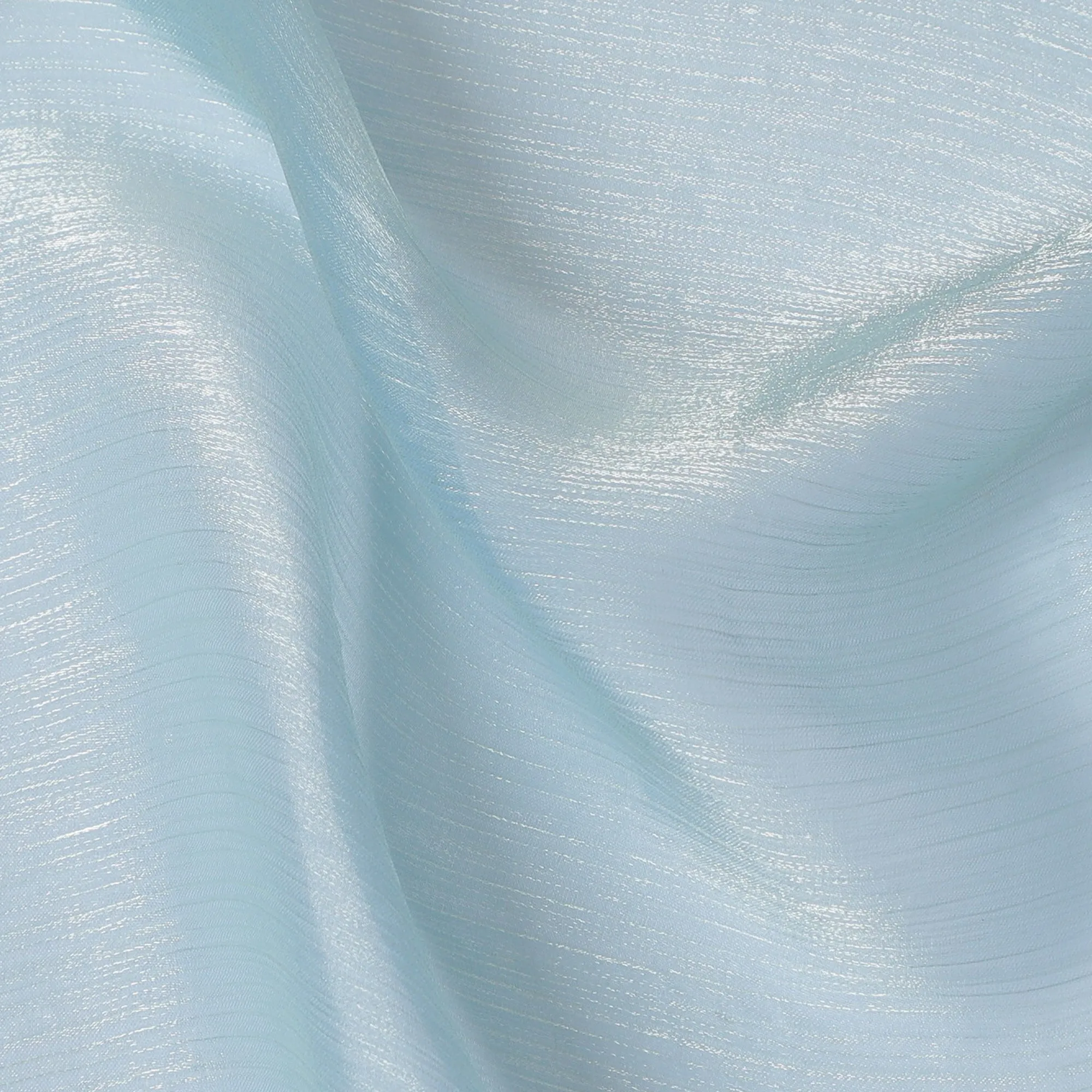 Icy Blue Metallic Synthetic Chiffon Fabric, 110 cm Wide-D19129