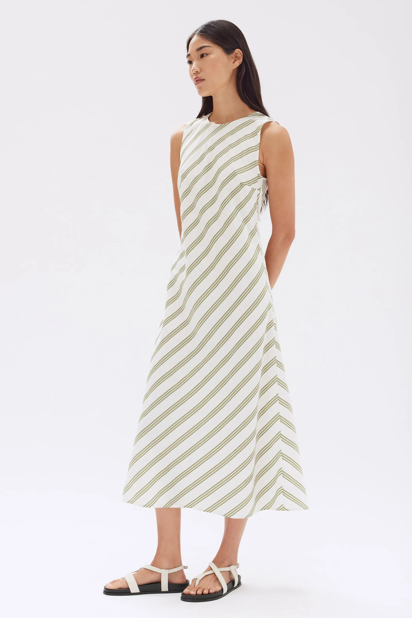 Isola Stripe Midi Dress