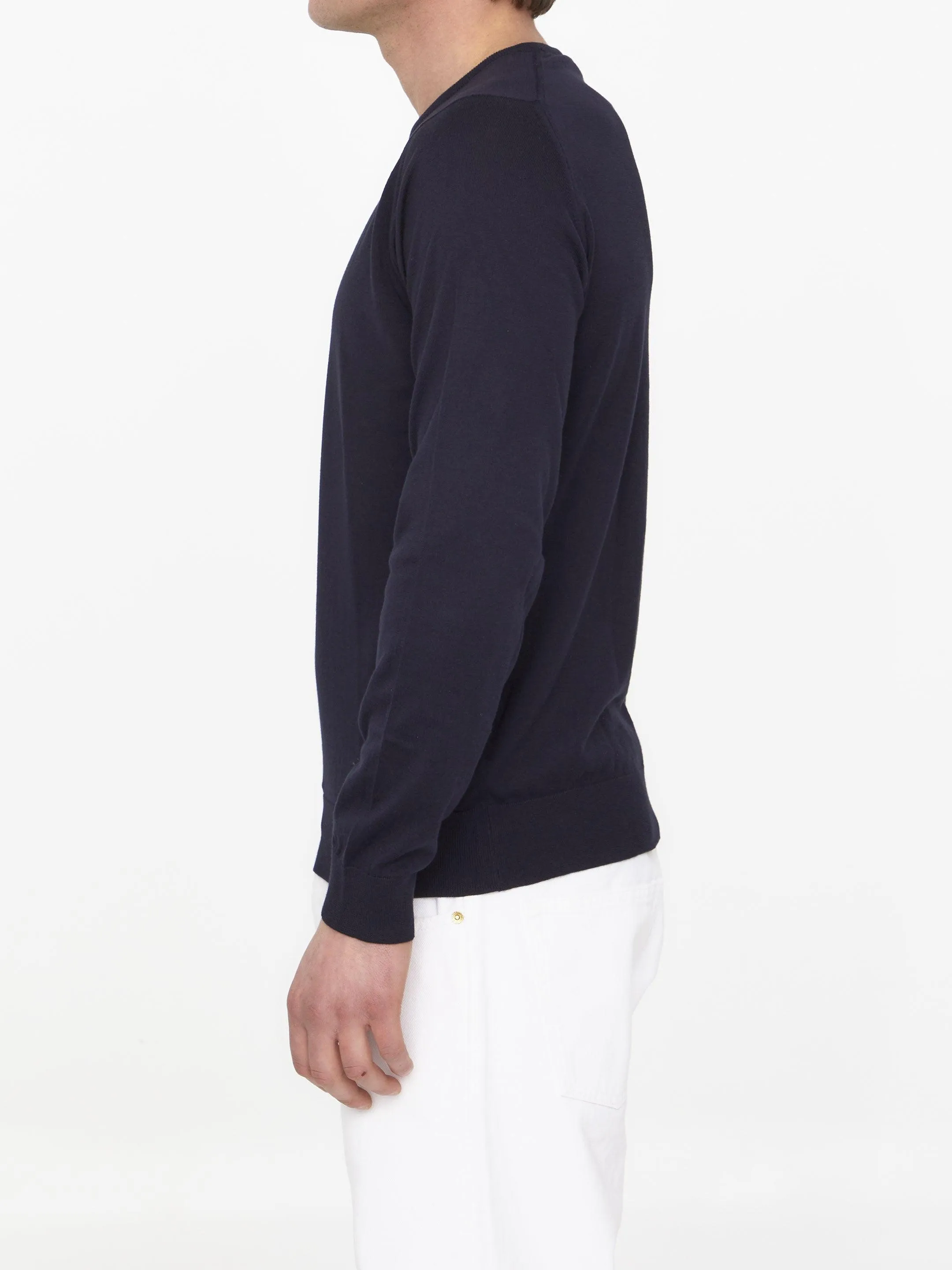 John Smedley Blue Cotton Jumper