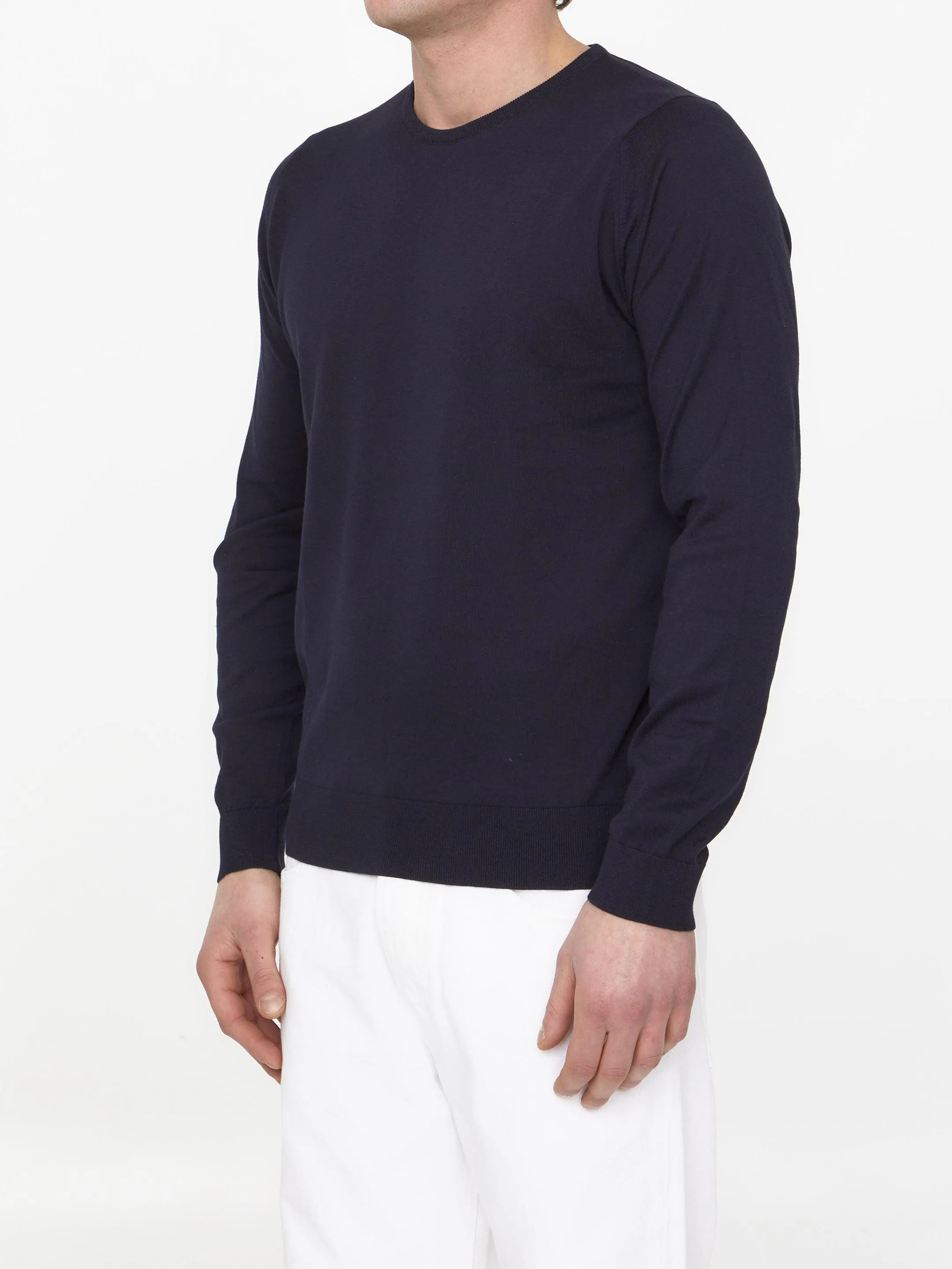 John Smedley Blue Cotton Jumper