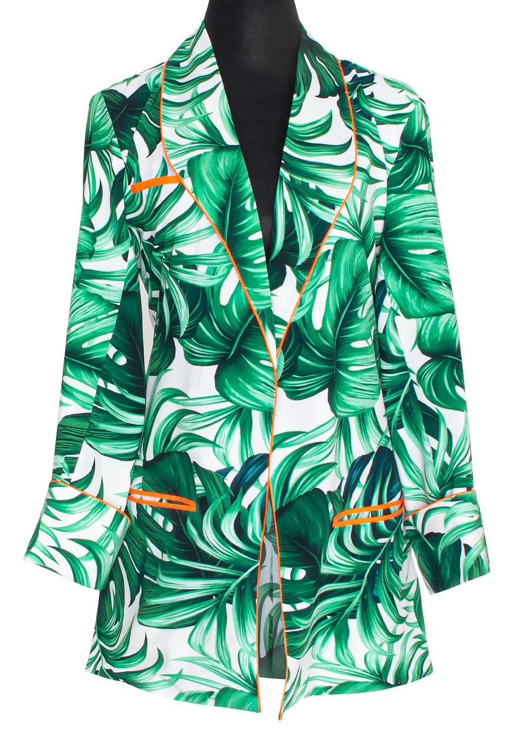 Jungle - Monstera White / Green Blazer (Neon Orange)