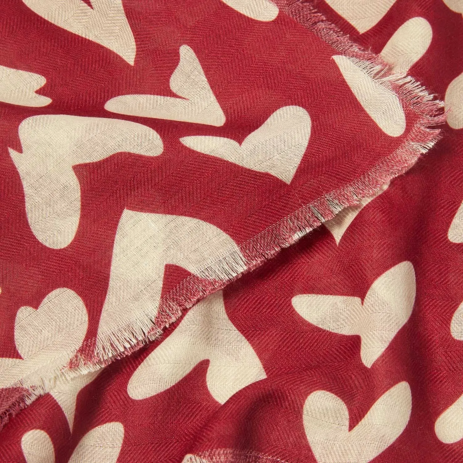 Katie Loxton Garnet Red / Nude Pink Abstract Heart Printed Scarf KLS594