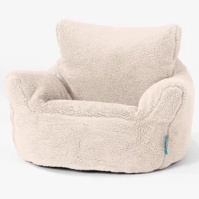 Kids Armchair Bean Bag for Toddlers 1-3 yr - Teddy Faux Fur Cream